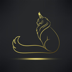 Maine Coon Cat Icon with Gold Color