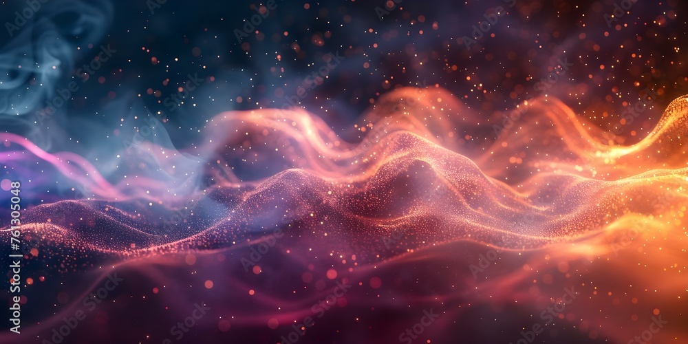 Poster mesmerizing backdrop featuring energetic particle choreography. concept particle choreography, mesme