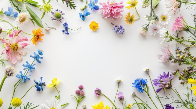Spring flower frame. Generative AI