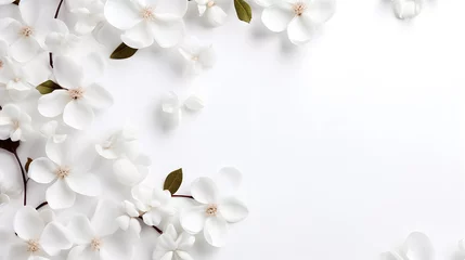 Gordijnen White Magnolia Flowers on a Clean Background © John