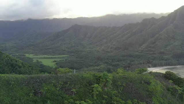 Natural scenery near Kualoa Ranch in Oahu Island Hawaii, United States 