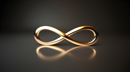 Glowing Golden Infinity Symbol with Reflective Surface