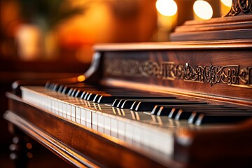Detailed closeup of intricate piano keys on solo keyboard for focused observation