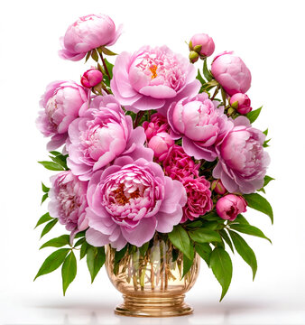 Bouquet of Peonies on a white background