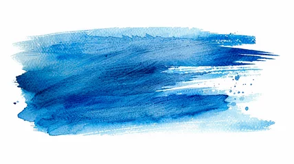 Poster blue paint brush strokes in watercolor isolated on white background © sema_srinouljan