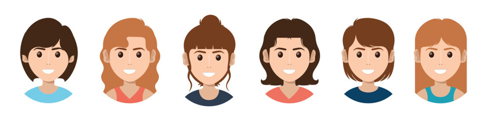Woman avatar icons with different hair style