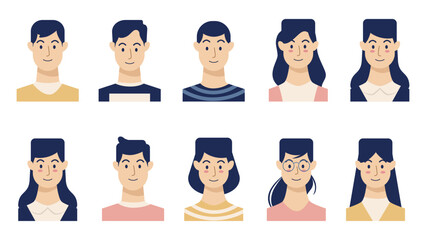 Men and woman avatar collection vector illustration. Vector icons character with different style