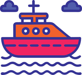 transport boat, icon colored outline