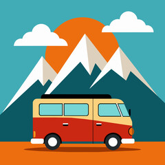family car camping in the mountain landscape