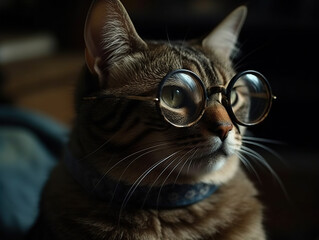 Portrait Of Smart Cat In Glasses , Concept Of Curiosity And Intelligence - 761310457