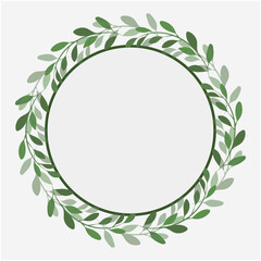 Photo Frame Green leaf Branch and circle Background Vector