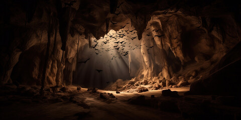 Interior Of Dark Cave With Lots Of Bars, Strange Underground