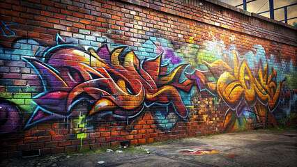Graffiti brick wall Stock Photo