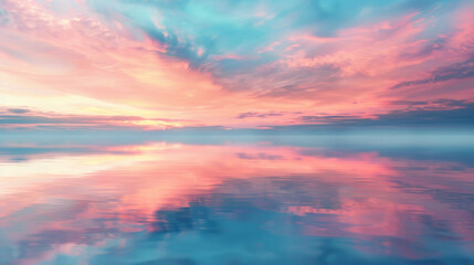 Naklejka na ściany i meble Vibrant Sunset Sky Reflecting on Calm Ocean Waters