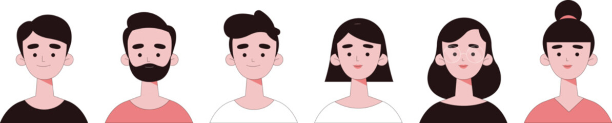 Set of people avatar collection vector illustration. People avatar with different character style