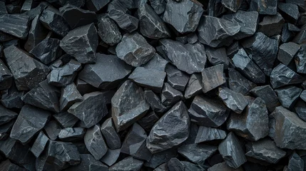 Foto op Plexiglas Natural black stones rock texture pattern background. AI generated image © prastiwi