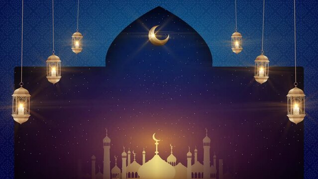 Blue Islamic background in seamless loop
