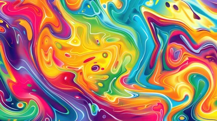 Abstract wavy psychedelic color texture background. AI generated image - obrazy, fototapety, plakaty