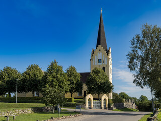 Fototapeta na wymiar Church in Svanninge near Faborg on Funen, Denmark.