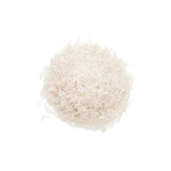 Heap of dry uncooked white long-grain rice. Top view. High quality photo.
