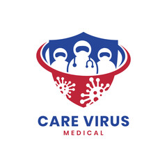 Virus Care Virus Protection Virus Healing Medical Team Pandemic Logo design vector template