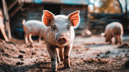 Ein Schwein im freien auf einem Bio Bauernhof 