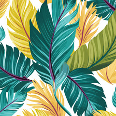 Fototapeta na wymiar A vibrant tropical palm leaf pattern illustration 
