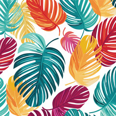 Fototapeta na wymiar A vibrant tropical palm leaf pattern illustration 