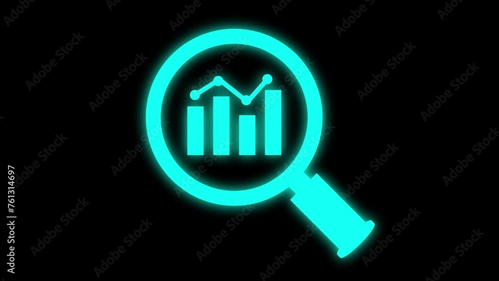 Poster magnifying glass with data analysis icon, simple design business growth concept animation. business 