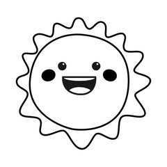 Funny sunny character. Cute happy smiling sun.