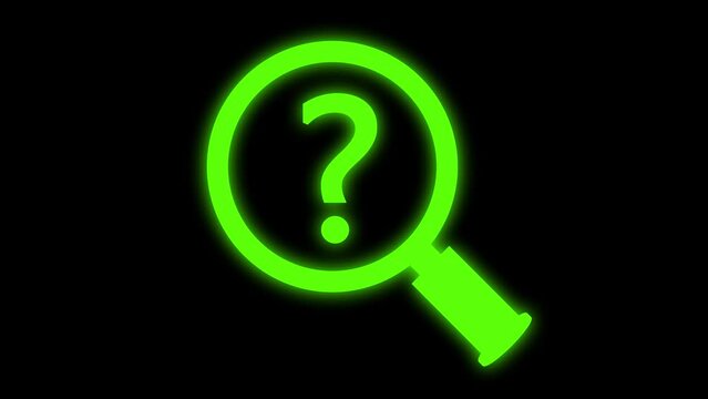 Magnifying glass with question mark Animation. Animation of question mark and magnifying glass.