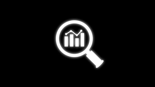 Magnifying glass with data analysis icon, simple design business growth concept animation. Business growth concept animation magnifying glass with data analysis icon