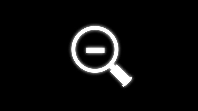 Magnifying glass zoom less icon. zoom out icon background animated.