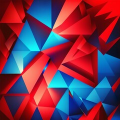 Fototapeta premium red blue red abstract background for design. Geometric shapes. Triangles, squares, stripes, lines. Color gradient. Modern, futuristic. Colorful. Bright. Web banner diamond polygon Generative AI 