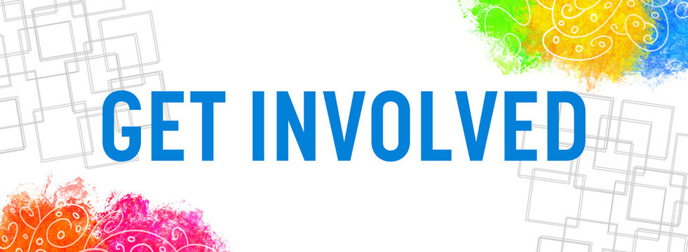 Get Involved Colorful Blobs Doodle Texture Text 