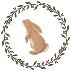 Wreath with bunny and leaves