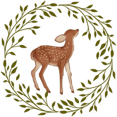 Wreath with deer and leaves - 761315244