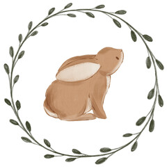 Wreath with bunny and leaves