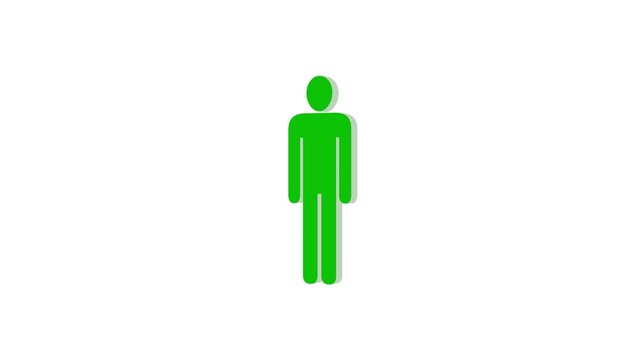 3d man logo icon loopable rotated green color animation white background