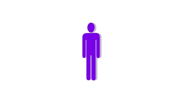 3d man logo icon loopable rotated purple color animation white background