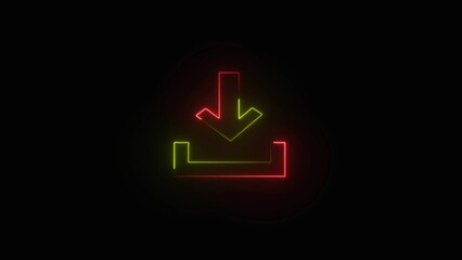 Unique download logo with glowing effect on transparent background