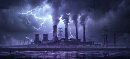 Pollution threat from nuclear energy Ecosystem at risk. Generated AI