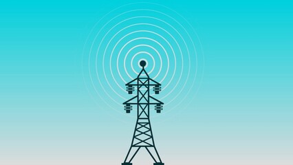 Obraz premium radio tower mast network flat design