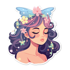 A whimsical fairy sticker illustration 