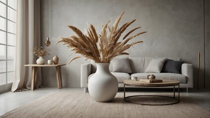 decorative grass in a vase isolated on a white table