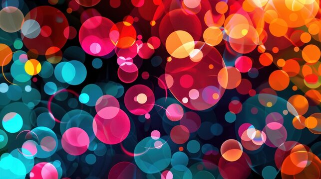 Abstract colorful circles and lines element background. AI generated image