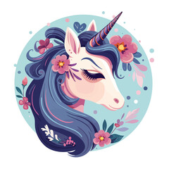 A whimsical unicorn sticker illustration with paste