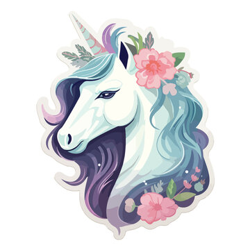 A whimsical unicorn sticker illustration with paste