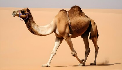 A Camel Walking Gracefully With A Swaying Gait