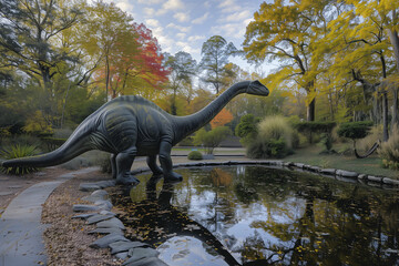 Obraz premium Ancient Greatness: Brontosaurus in the Jungle